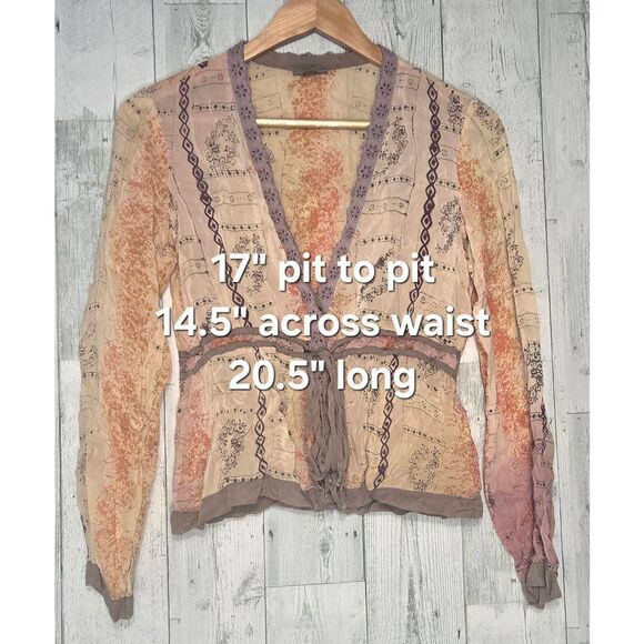VTG Y2K J. Jill Boho Sheer Lace Trim Top Sz. XXS - Picture 2 of 7